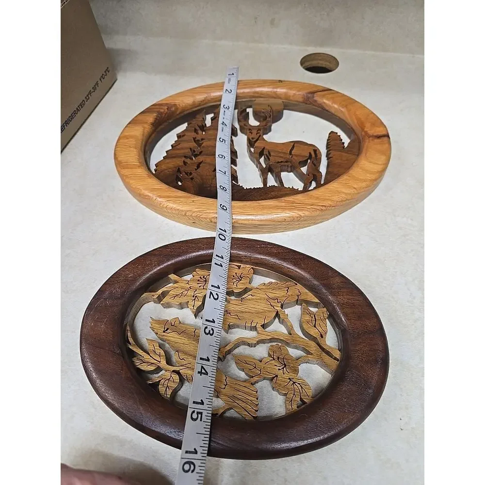Lot of 2 Vtg Woodcrafts by Uncle Harry Laser-Cut Wood Wilderness Wall Home Decor
